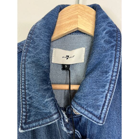 NWT 7 For All Mankind Denim Lustre Sleeveless Balloon Jumpsuit Dark Indigo Blue - Picture 6 of 8